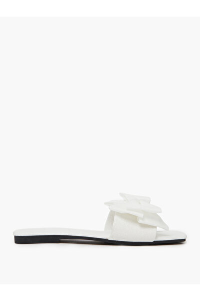Take Two By Styli White Bow Detail Flat Sandals