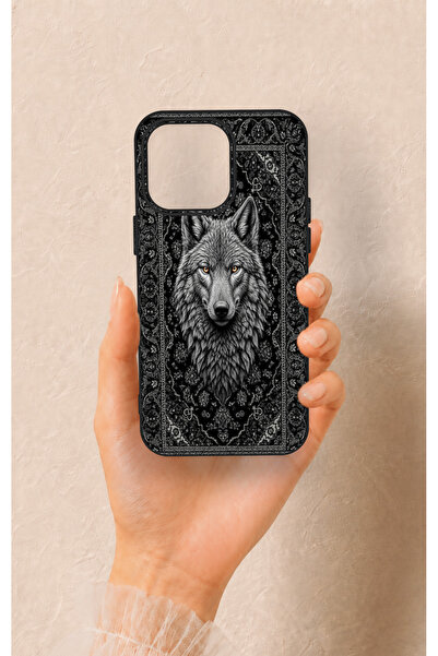 Vip Case iPhone 15 Pro Max Uyumlu Etnik Kurt Desenli Silikon Kılıf