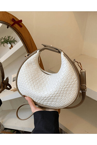 Take Two By Styli White Woven Shoulder Bag