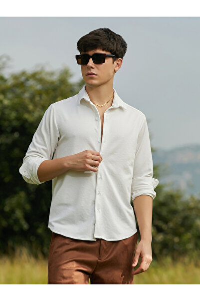 Campus Sutra By Styli Men White Solid Regular Shirt