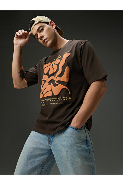 Dillinger By Styli Men Round Neck Puff Print Oversized T-Shirt