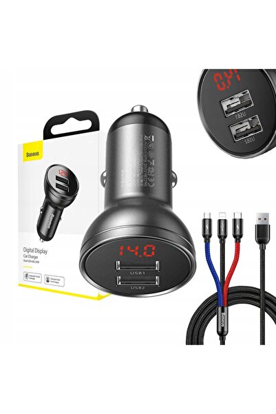 Baseus Încărcător auto 2x USB 4,8A 24W cu LCD