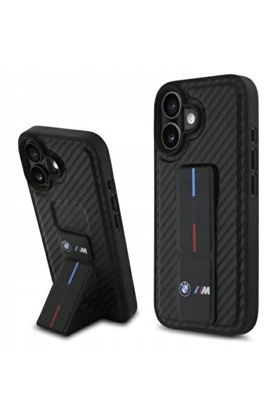 BMW Husă de protecție pentru iPhone 16, M Grip Stand Smooth and Carbon, Carca...