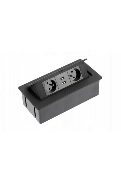 NO BRAND Priză de birou neagră, încastrabilă, 2x230 V, USB A+C