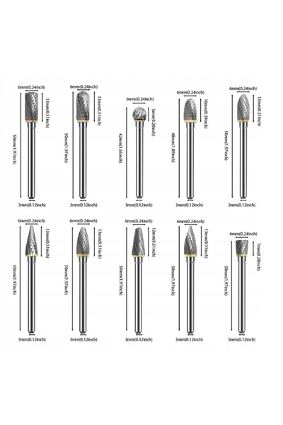 NO BRAND 10 bucăți freze de capăt din carbură cu tijă de 6mm, 3.175mm (1/8 in...