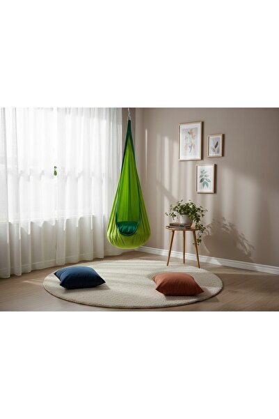 gardenline 70x150 CM VERDE LEAGĂN DE GRĂDINĂ PENTRU COPII SCAUN SUSPENSAT CAN...