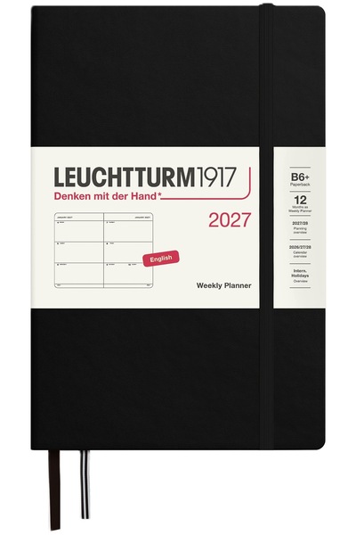 NO BRAND Agendă săptămânală Leuchtturm1917, planificator B6, 2027, Negru