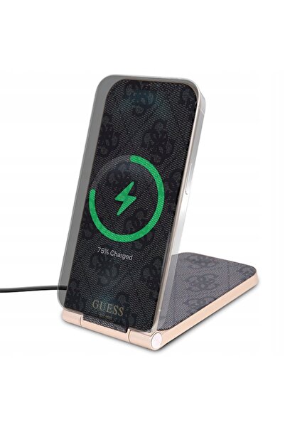 NO BRAND Încărcător inductiv pliabil Guess 4G Pattern 2-în-1 de 15 W pentru M...