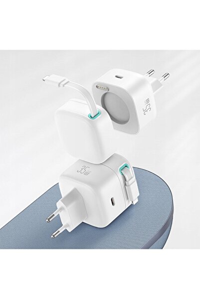 NO BRAND Încărcător de rețea USAMS 1xUSB-C cu cablu retractabil Lightning PD+...