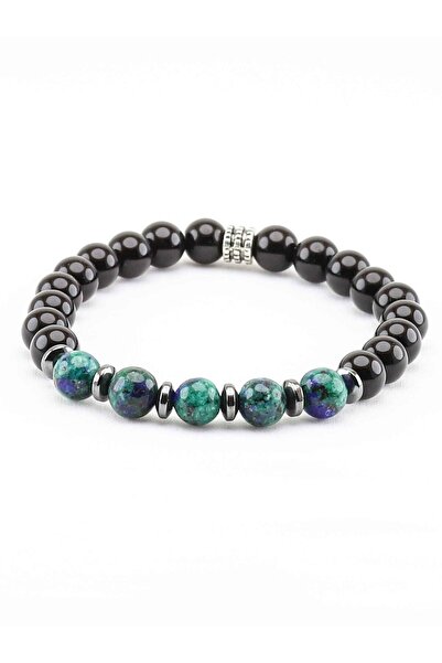 Esha Store Natural Stone Jade Onyx Hematite Natural Stone Men's Bracelet Eub1...