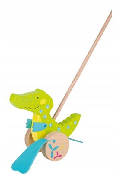 NO BRAND Jucărie din lemn de împins „Crocodilul Susibelle”