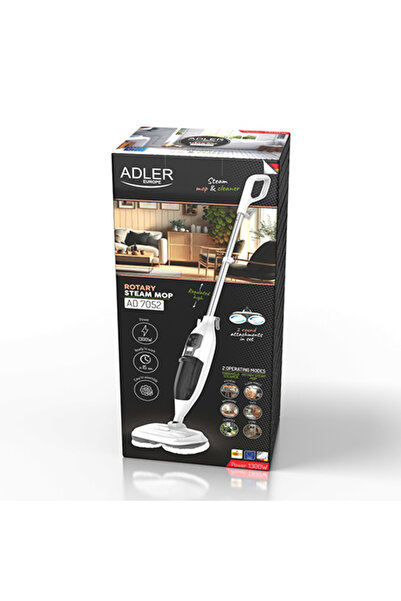 adler Mop rotativ PAROV 2 în 1, aparat de curățat portabil, 8 capete, Putere ...