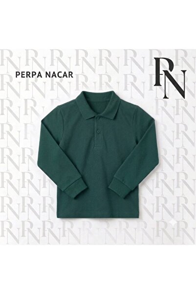 Nacar Okul Formaları Unisex Çocuk Uzun Kollu Polo Yaka Tişört