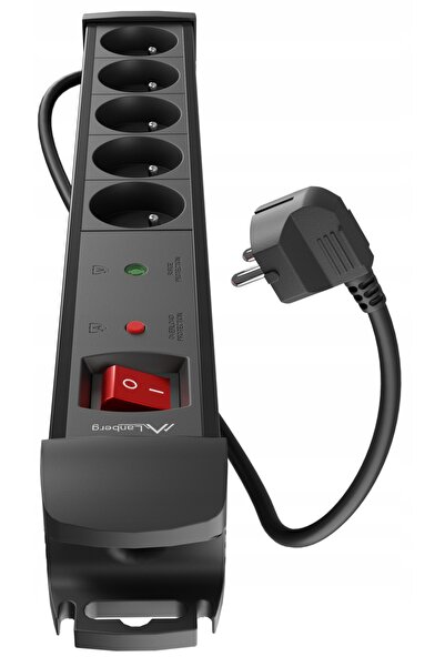 Lanberg Prelungitor SP1 cu 5 prize, 230V, cablu de 5m, negru