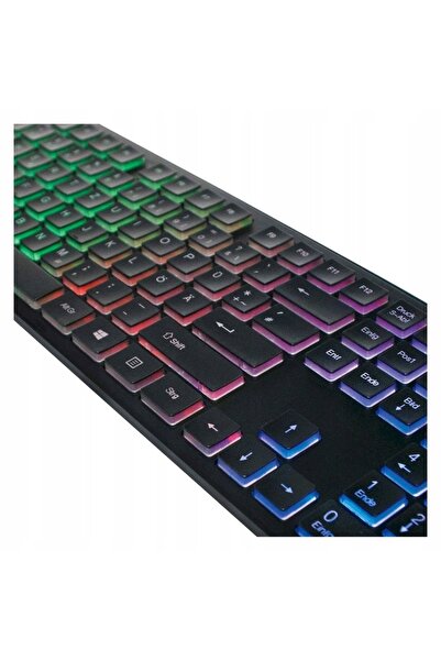LogiLink Tastatură USB cu fir, iluminată LED curcubeu, neagră