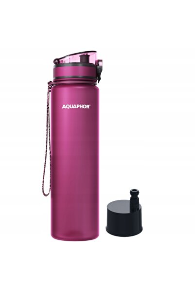Aquaphor Bidon cu filtru bordeaux 1l + perie pentru curățarea sticlei