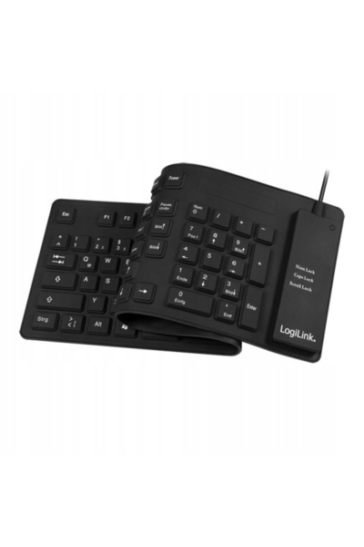 LogiLink Tastatură flexibilă USB/PS/2, cu fir, impermeabilă, neagră