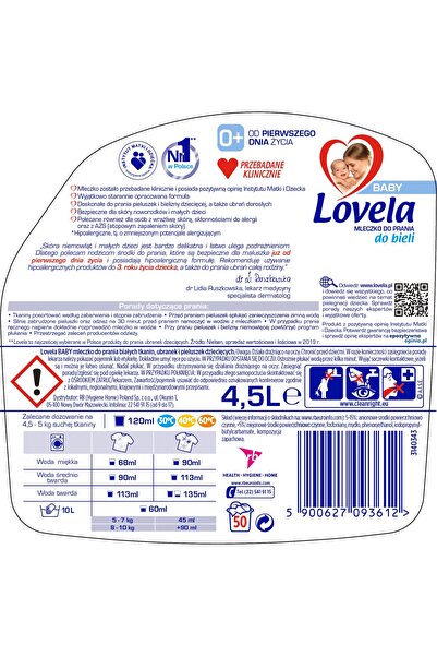 LOVELA Detergent alb pentru rufe Baby 4500 ml
