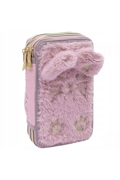 NO BRAND Penar de pluș pisică ASTRABAG, triplu, cu accesorii, pentru fete