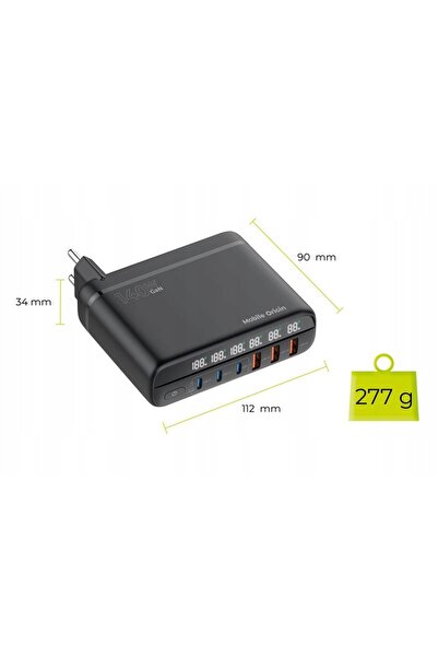 NO BRAND Mobile Origin, Încărcător de perete GaN 140W cu 6 porturi USB-C USB-...