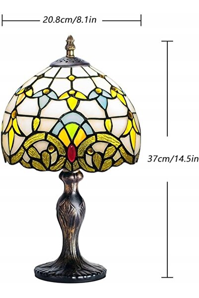 NO BRAND LAMPĂ DE MASĂ LAMPĂ DE NOPTIERĂ ELEGANTĂ CU STICLĂ VINTAGE VITRĂIE