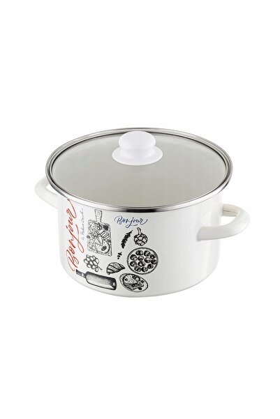 NO BRAND Caserolă tradițională emailată BONJOUR 4,8L 22CM pentru inducție