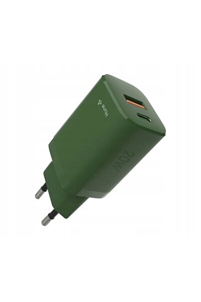 NO BRAND Încărcător de perete Hune 20W GaN USB-C+USB-A + Cablu Lightning de 1.2m