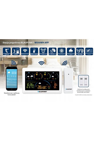 Blaupunkt Stație meteo Senzor wireless Exterior Aplicație Wi-Fi