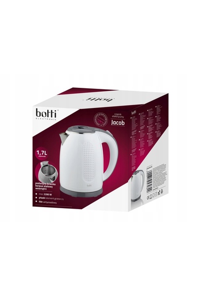 BOTTİVEGA MİLANO Fierbător electric fără fir 1,7L 2200W Botti Jacob Alb