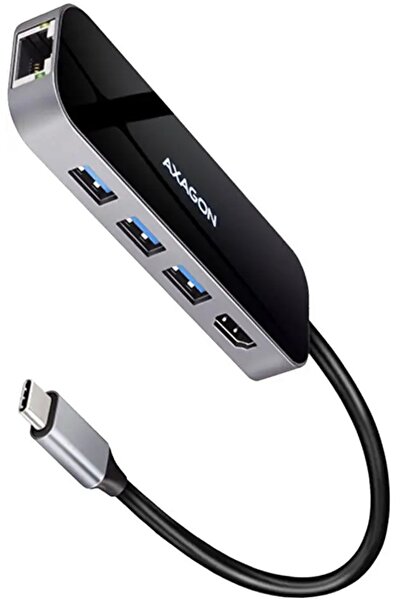 Axagon Hub USB-C HMC-6GL 6 în 1 5Gbps HDMI 4K30Hz GLAN PD 100W cablu de 20cm
