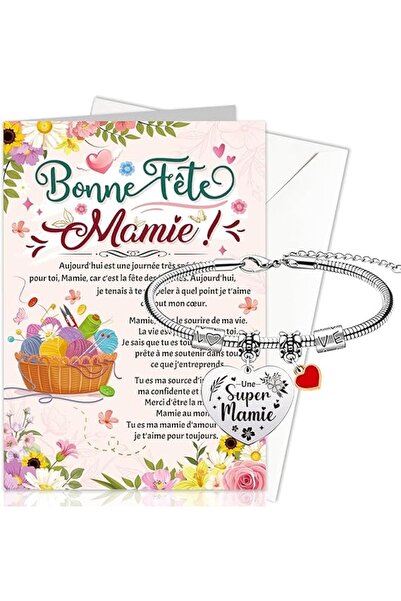 Prezent Felicitare cu brățară pentru Ziua Bunicii, felicitare pentru bunica d...
