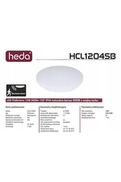 NO BRAND Plafonieră LED 26CM 12W IP44 4000K Senzor de mișcare cu microunde HE...