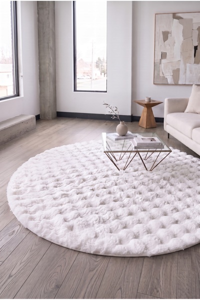 İPEKSER Premium Seri Bubble Halı Kaymaz Taban Salon Halısı Yuvarlak Halı