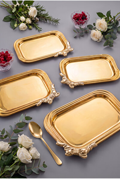 AKSESUAR EVRENİ Sulden Coffee Presentation Tray Stainless Steel Decorative Pr...