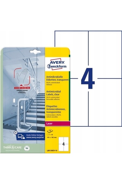 NO BRAND Folie antibacteriană 105x148 mm AVERY, detașabilă