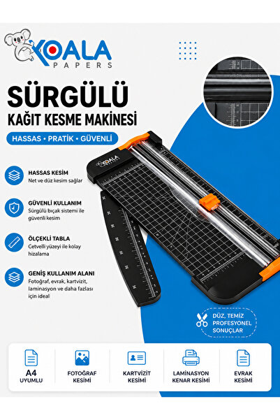 kp koala papers Sürgülü Kağıt Kesme Makinesi A4 | Laminasyon, Fotoğraf, Kartv...