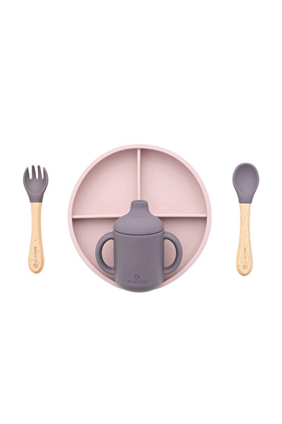 Olmitos Set de masă din silicon 5 piese roz non-toxic 6-36 luni
