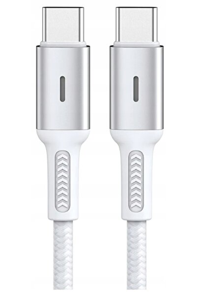 NO BRAND Cablu USB-C - USB-C Korgy CCW20 60W 2m Alb Împletitură de nailon Dio...