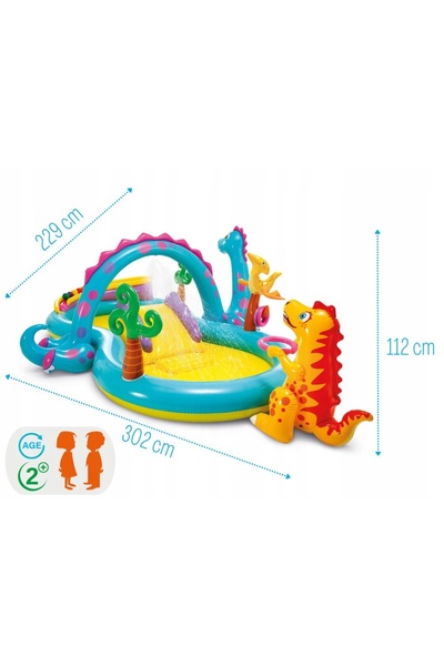 Intex Parc acvatic cu dinozauri și tobogane pentru piscină