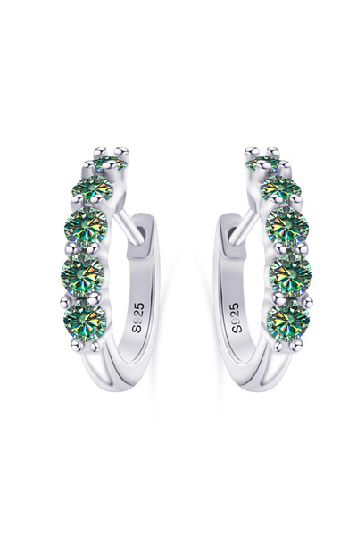 Choice1 3 mm per stone Blue Green JoyceJelly 925 Sterling Silver Moissanite D...