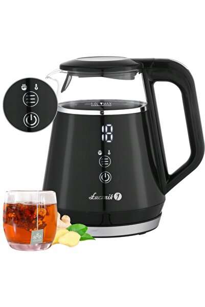 Łucznik Fierbător electric din sticlă cu control temperatură, mic, 1L, negru