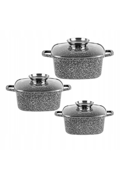 NO BRAND Set de oale din granit, 6 piese, pătrate, 20/24/28 cm, AROMA