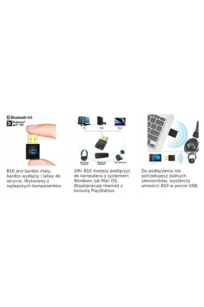1Mii Adaptor USB Bluetooth 5.0 Transmițător Audio aptX Windows Mac Rază de ac...