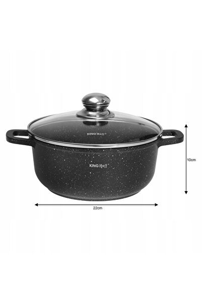 Kinghoff SET DE VASE DE GĂTIT CU STRAT DE MARMURĂ, REZISTENT LA CĂLDURĂ, 22 C...