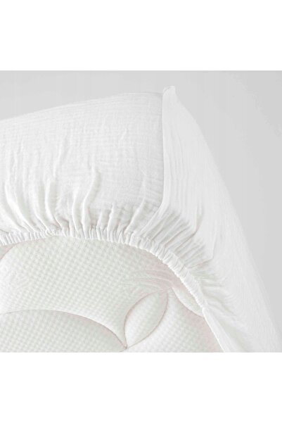 Douceur D'INTERIEUR Cearșaf de pat cu elastic din muselină albă 160x200 bumbac