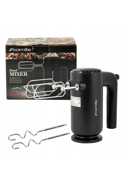 Kamille Mixer de mână Robot de bucătărie 5 viteze 4 teluri 250W negru