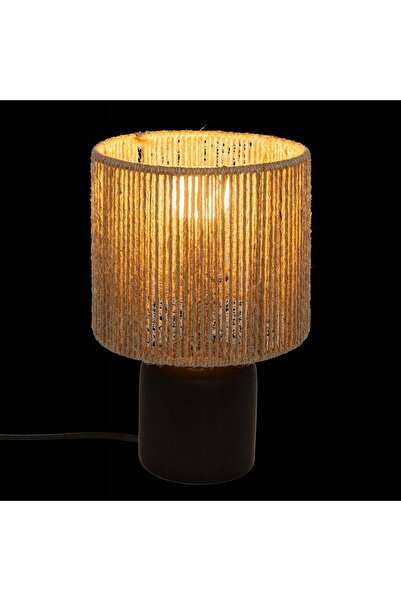 Atmosphera Lampă de masă/noptieră neagră cu abajur împletit de 24cm, pentru l...