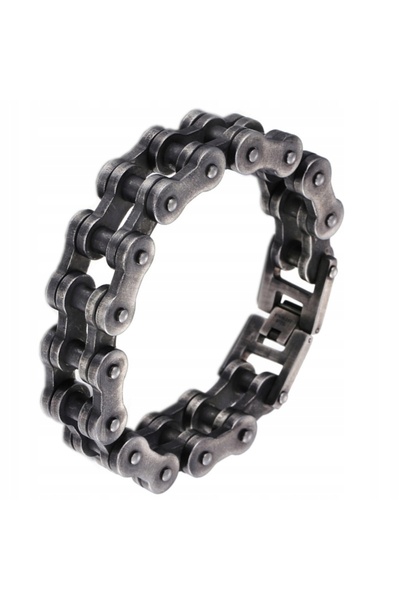 NO BRAND BRĂȚARĂ GIGANTĂ CU LANȚ DE MOTOCICLETĂ 22 MM, 21,5 CM + CUTIE