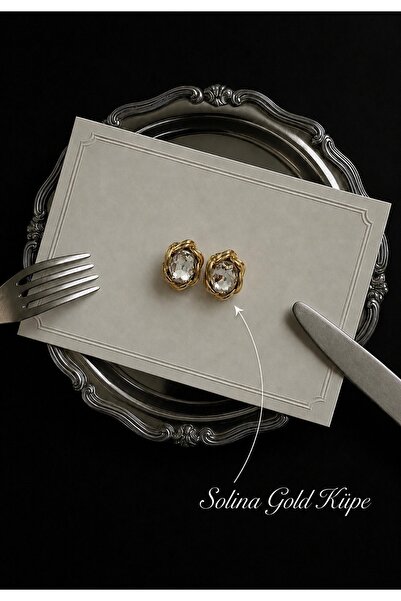 Lavian Accessories Solina Gold Kristal Taş Küpe