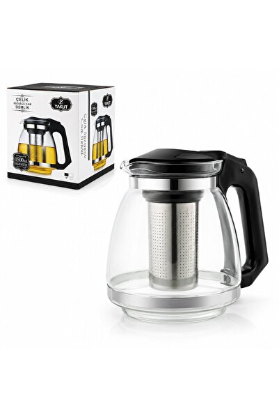 YAKUT -7488 Demlik 1500ML Çelik Süzgeç Plastik Kapak-Kulp Cam